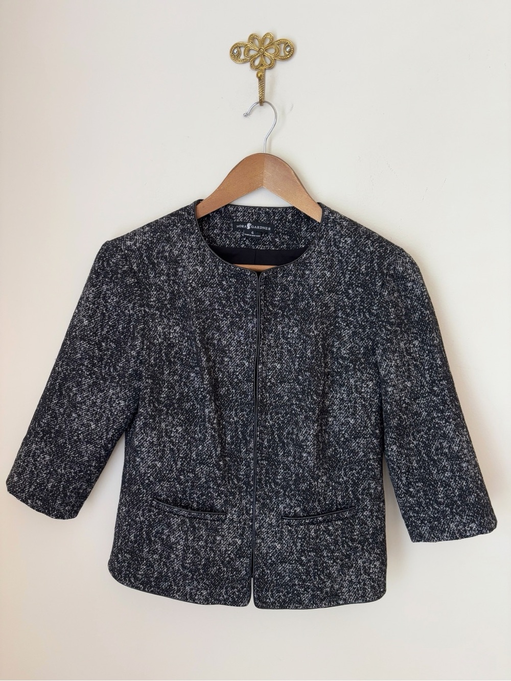 Nora Gardner Black Tweed Jacket Sz 6